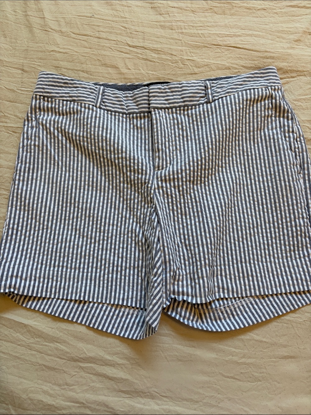 Banana Republic navy and white striped bermuda shorts